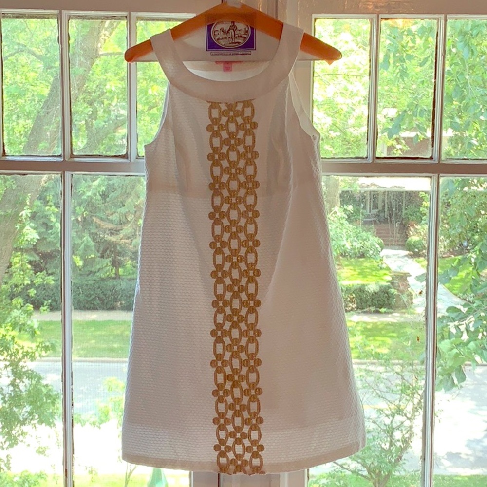Beautiful Lily Pulitzer White & Gold Dress
